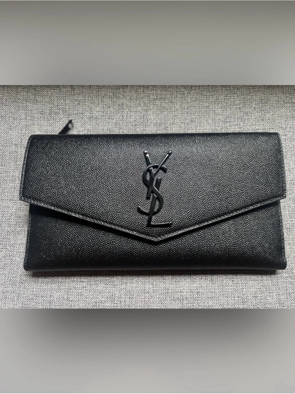 Yves Saint Laurent Black Leather Envelope Wallet
